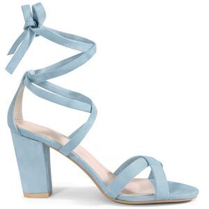 Strappy Lace Up Block Heel Sandals Blue